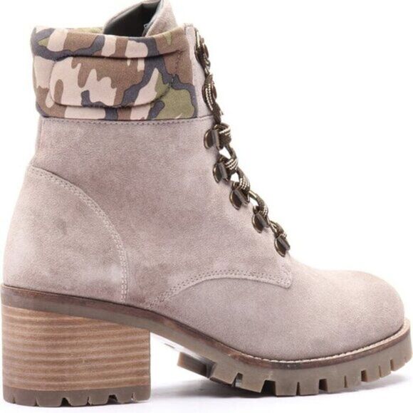 Women's Camo Suede Heeled Boot‎ CREVO Combat Lug Sole Shoes Size 6.5 $99 - Picture 6 of 11
